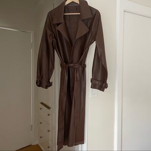 Brown “leather” trench with tie waist